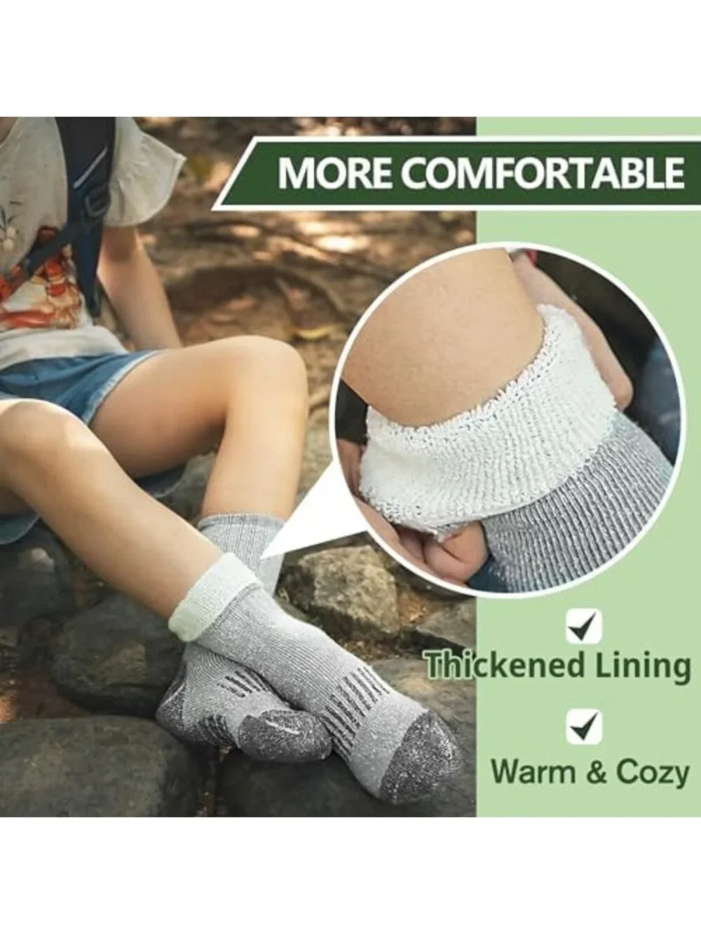 Cozy Merino Wool Hiking Socks for Kids - Boys & Girls, Toddler Friendly, Warm